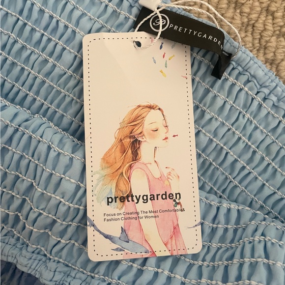 NWT PrettyGarden Blue Puff-Sleeve Ruffle Dress Size S - Picture 14 of 15